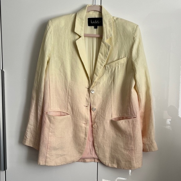 NICOLE MILLER Collection NWOT Oversized Linen Dip Dye Blazer Lined, Size S/M - Picture 1 of 11